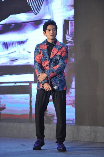 Taiwanees Zangeres Jay Chou Tijdens Een Persconferentie Voor Zijn Nieuwe — Stockfoto