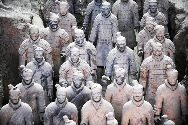 Vue Des Guerriers Terre Cuite Qin Shihuang Musée Des Guerriers — Photo