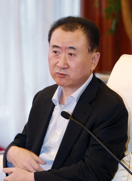 Wang Jianlin Předseda Dalian Wanda Group Mluví Během Setkání Kunming — Stock fotografie