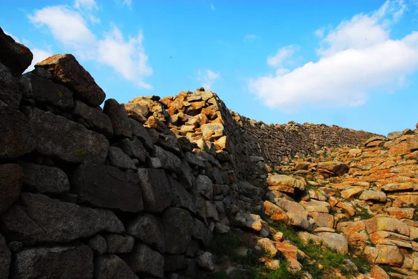 Vue Relique Grande Muraille Dynastie Qin Dans Comté Guyang Ville — Photo