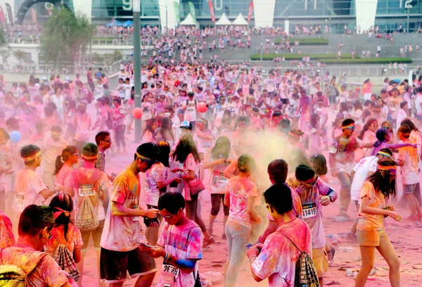 Teilnehmer Farbenlauf Über Fünf Kilometer Shanghai China September 2014 — Stockfoto