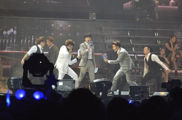 Boy Group Sul Coreano Super Junior Apresenta Show Turnê Super — Fotografia de Stock