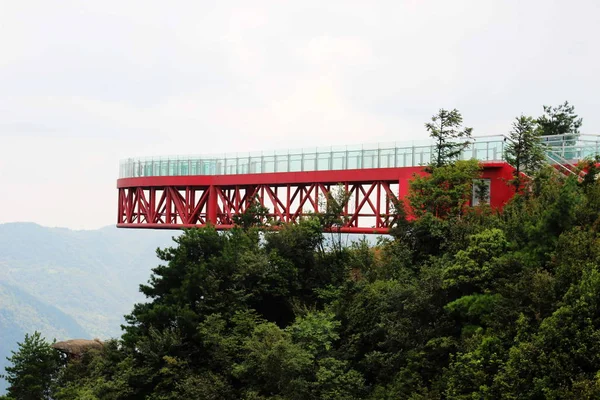 Vista Del Puente Voladizo Vidrio Más Largo Del Mundo Parque — Foto de Stock