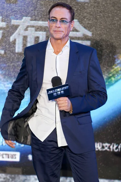 Hollywood Action Star Jean Claude Van Damme Poses Press Conference — Stock Photo, Image