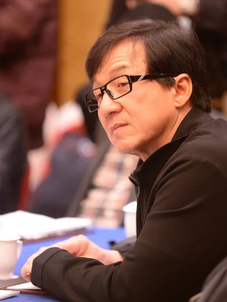 Гонконгский Актер Джеки Чан Принял Участие Панельной Дискуссии Время Второй — стоковое фото