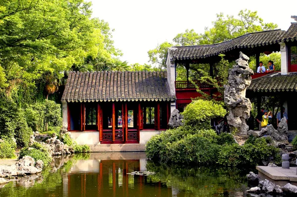 Vista Jardim Retiro Reflexão Jardim Tuisiyuan Jardins Clássicos Suzhou Cidade — Fotografia de Stock