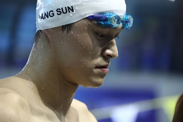 Sun Yang China Afbildet 2500M Freestyle Finalen Den Kinesiske National - Stock-foto