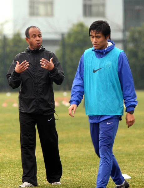 Jean Tigana New Head Coach Shanghai Shenhua Pictured Training Session — Stock Photo, Image