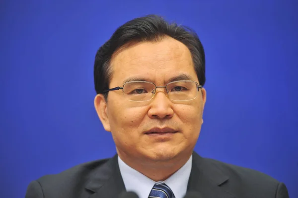 Sheng Laiyun Talesman För National Bureau Statistics Talar Presskonferens Att — Stockfoto