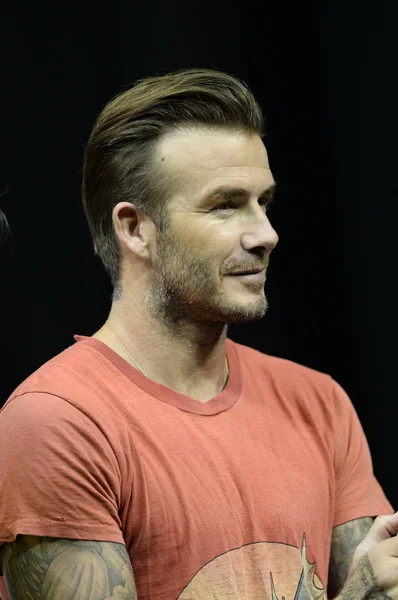 Bintang Sepak Bola Inggris David Beckham Menghadiri Acara Pelatihan Sepak — Stok Foto