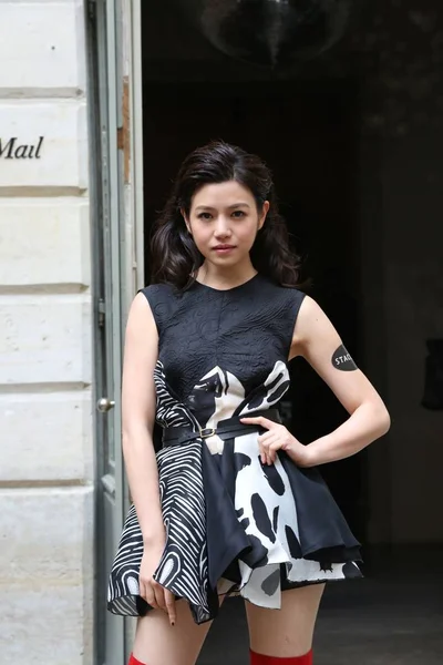 2014年9月23日 在法国巴黎举行的巴黎时装周斯普林斯 台湾女演员米歇尔 地面与零 时装秀上摆姿势 — 图库照片