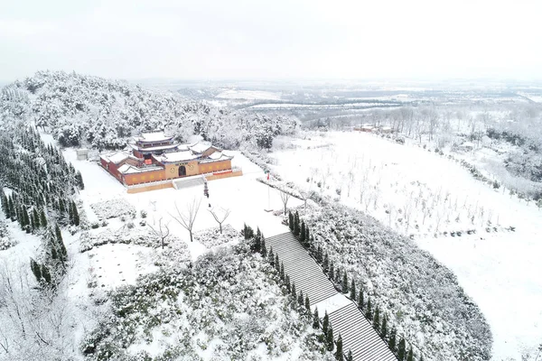 Xuyi Xiang Mountain National Mine Park Está Cubierto Nieve Después — Foto de Stock