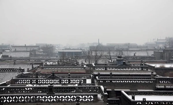Snowscape Old Buildings Ancient City Ping Yao Pingyao County North — Stock Photo, Image