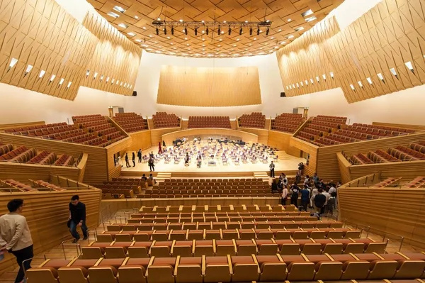 Vista Interior Uma Sala Concertos Orquestra Sinfônica Xangai Projetada Pelo — Fotografia de Stock