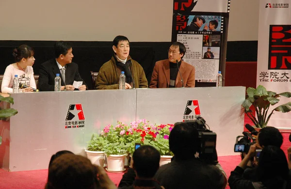 Attore Giapponese Ken Takakura Secondo Destra Tiene Discorso Durante Sua — Foto Stock