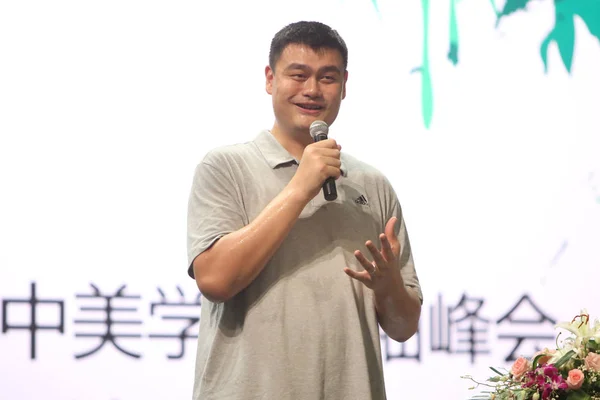 Bývalý Čínský Basketbalová Hvězda Yao Ming Doručí Projev Během Summitu — Stock fotografie