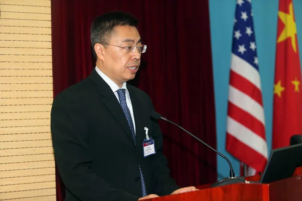 Zhang Xiangchen Vice Ministro Del Commercio Della Cina Tiene Discorso — Foto Stock