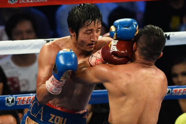 Zou Shiming China Izquierda Golpea Luis Rosa Colombia Combate Boxeo — Foto de Stock