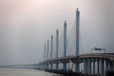 View of the Jiashao Bridge connecting Jiaxing and Shaoxing cities in east Chinas Zhejiang province, 1 July 2013 clipart