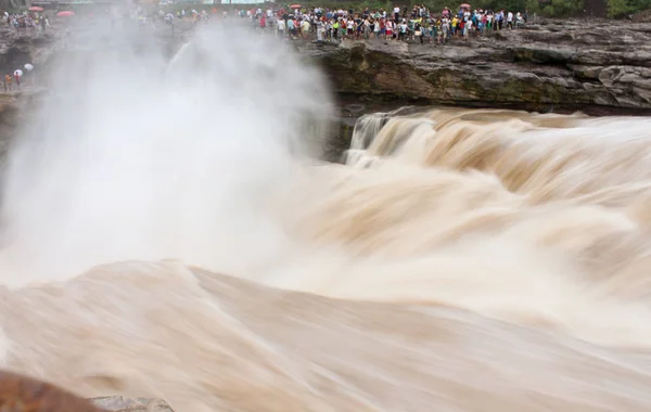 Blick Auf Den Hukou Wasserfall Auf Dem Gelben Fluss Kreis — Stockfoto