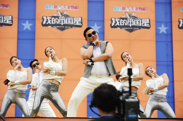 Rapper Sul Coreano Sensação Internet Psy Centro Realiza Cerimônia Lançamento — Fotografia de Stock