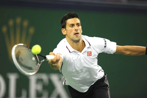 Novak Djokovic Van Servië Weer Een Schot Mikhail Kukushkin Van — Stockfoto