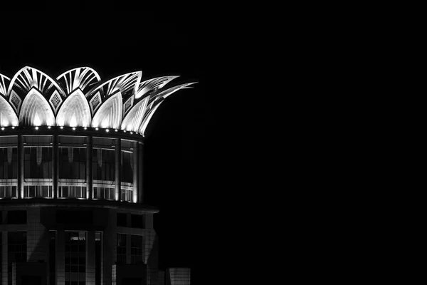 Night View Black White Westin Bund Center Shanghai Hotel Downtown — Stock Photo, Image