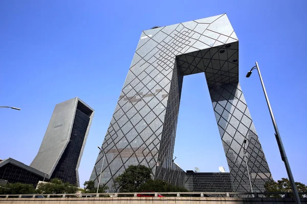 File Vista Del Edificio Forma Pantalón Nueva Torre Cctv Beijing —  Fotos de Stock