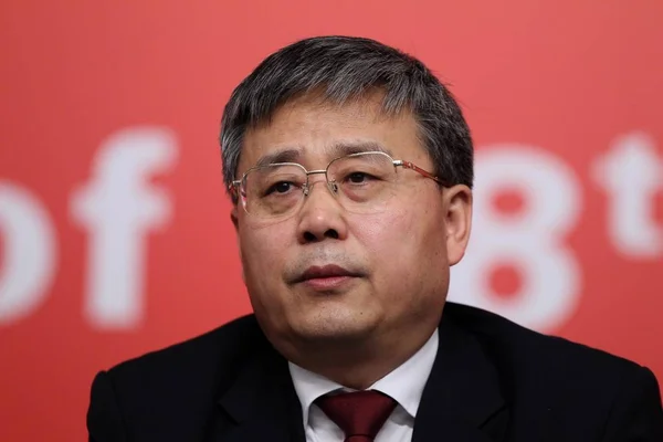 Guo Shuqing Presidente Comisión Reguladora Valores China Pronuncia Discurso Durante — Foto de Stock