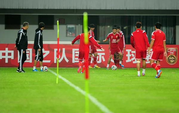 Spelers Van Het Voetbalteam Van Chinese Nationale Mens Deelnemen Aan — Stockfoto