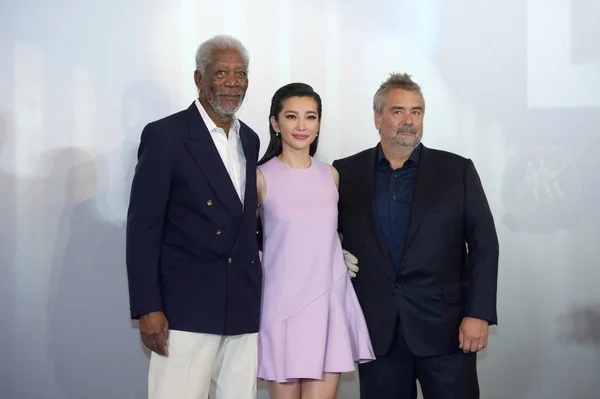Sinistra Attore Americano Morgan Freeman Attrice Cinese Bingbing Regista Francese — Foto Stock