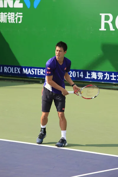 Kei Nishikori Del Giappone Partecipa Una Sessione Allenamento Durante Torneo — Foto Stock