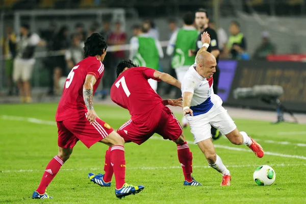 Arjen Robben Netherlands Right Challenges Zhao Xuri China Center Friendly — Stock Photo, Image