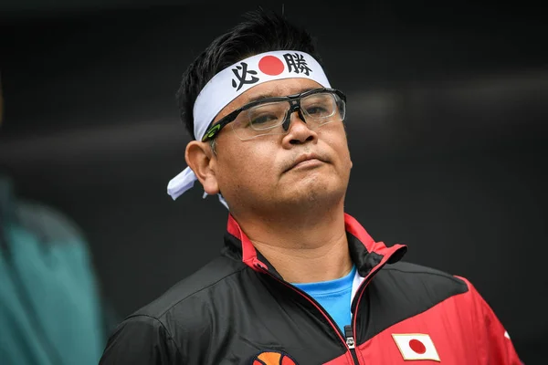 Seorang Penggemar Jepang Menunjukkan Dukungan Untuk Yoshihito Nishioka Pertandingan Kualifikasi — Stok Foto