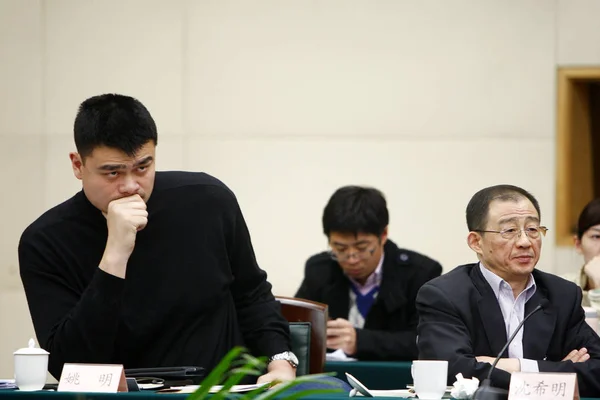 Yao Ming Superestrella Del Baloncesto Chino Retirado Participa Una Clase —  Fotos de Stock