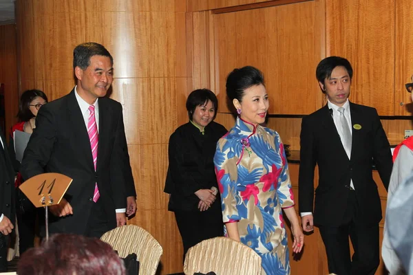 Hong Kong Chief Executive Leung Chun Ying Front Left Attends — Stock Photo, Image