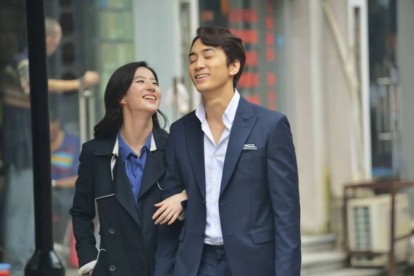 Dél Koreai Színész Song Seung Heon Jobb Kínai Színésznő Liu — Stock Fotó