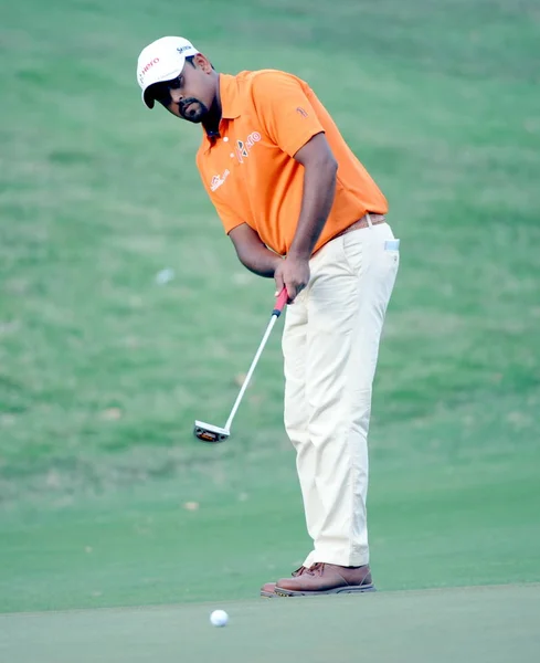Indiska Golfspelare Anirban Lahiri Puttar Den Venetianska Macau Golf Open — Stockfoto