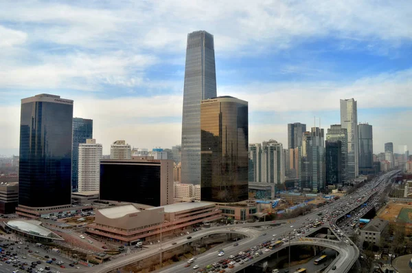 Cbd Skyline Központi Üzleti Negyed Tornyok China World Trade Center — Stock Fotó