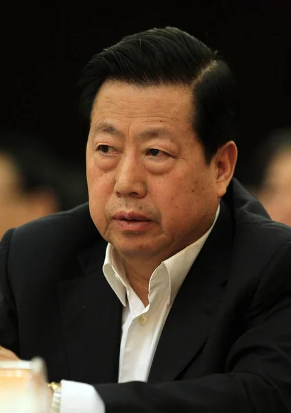 Zhou Shengxian Bakanı Çevre Koruma Çin Bir Panel Bölümünde Ilk — Stok fotoğraf