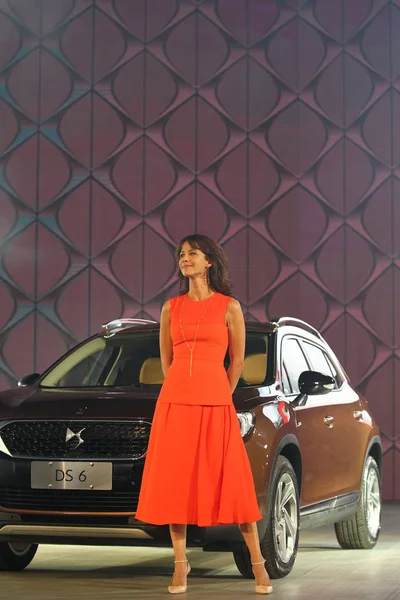 French Actress Sophie Marceau Poses Citroen Suv Promotional Event Beijing — Stock Photo, Image