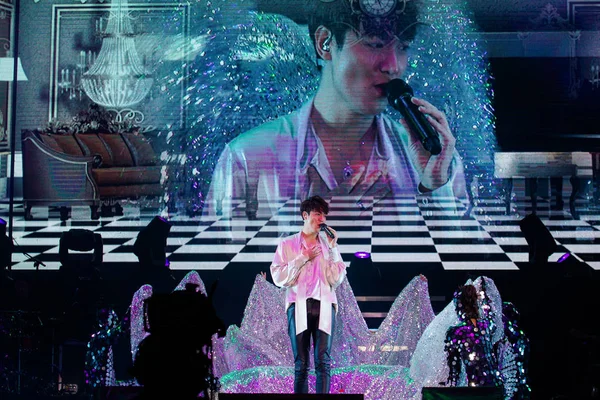 Південнокорейські Співак Актор Мін Виконує Його Засідання Вентилятора Концерт Місті — стокове фото
