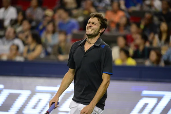 Gilles Simon Francie Reaguje Ztrátě Noty Rogera Federera Švýcarska Jejich — Stock fotografie