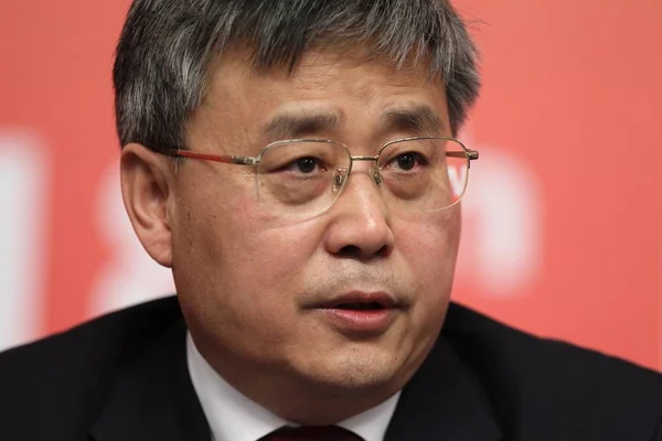 Guo Shuqing Kína Értékpapír Szabályozó Bizottság Elnöke Szállít Beszéd Közben — Stock Fotó