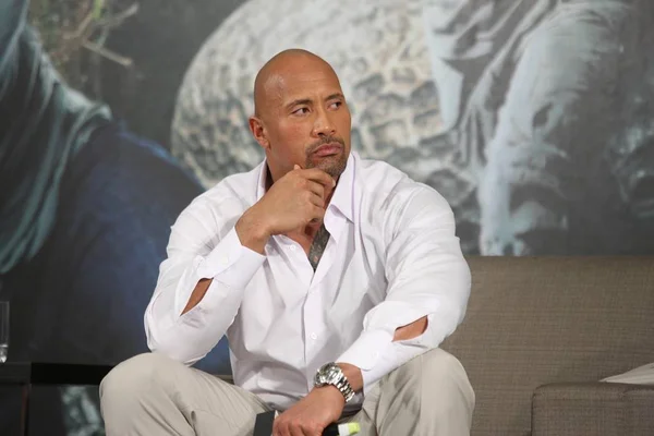 American Actor Professional Wrestler Dwayne Johnson Pictured Press Conference His — Stock Photo, Image