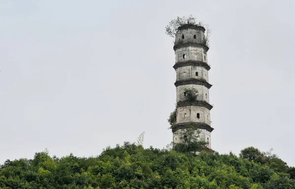 Vista Media Pagoda Cima Colina Pueblo Shanghe Ciudad Dexing Provincia —  Fotos de Stock