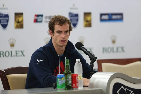 Andy Murray Storbritannien Deltar Presskonferens Efter Besegrade David Ferrer Spanien — Stockfoto