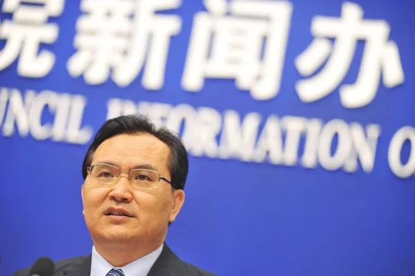 Sheng Laiyun Mluvčí Národní Statistický Úřad Hovoří Tiskové Konferenci Zprávu — Stock fotografie
