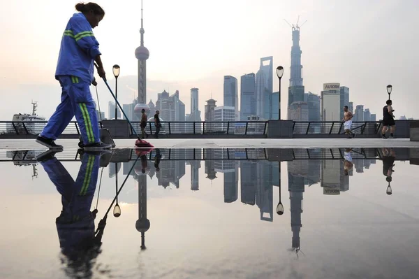 Kora Reggeli Jelenetek Bund Után Vihar Hűtött Hőmérsékletet Skyline Pudong — Stock Fotó