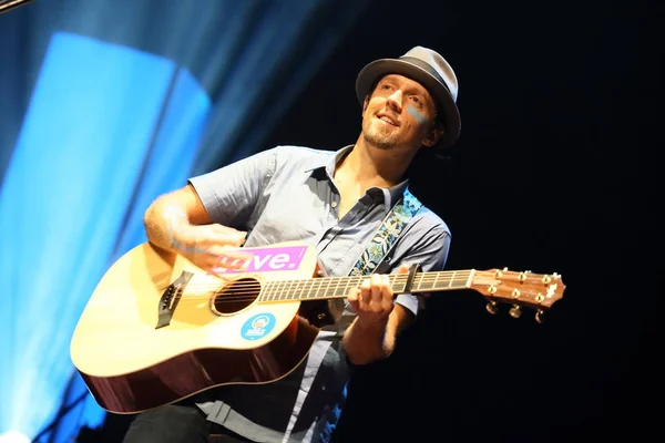 Amerikanischer Singer Songwriter Jason Mraz Tritt Während Eines Konzerts Guangzhou — Stockfoto